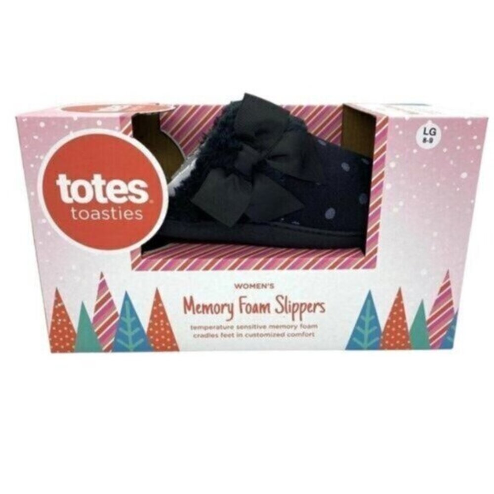 Women's Slippers Black Polka Dot Memory Foam New